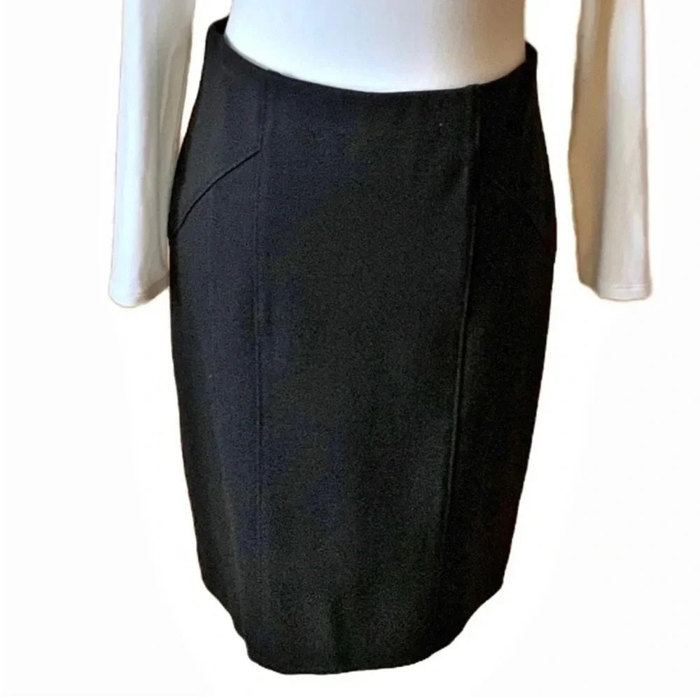 RENUAR Black Stretch Ponte Knit Tailored Pencil Skirt Slimming 6
